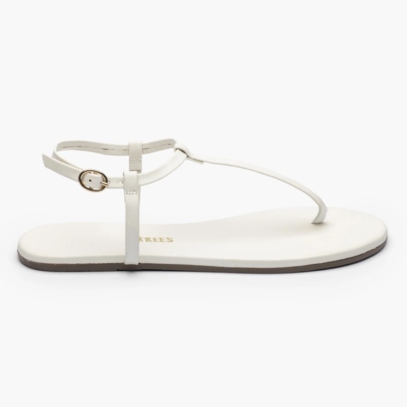 TKEES Mariana Sandal Cream Leather T Strap Size 9 - Picture 1 of 5